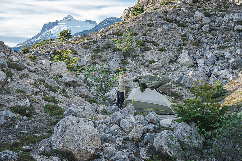 Big Agnes Crag Lake SL2 backpacking tent (setting up in mountains)